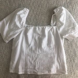 Abercrombie Linen-Blend Puff Sleeve Top NWOT